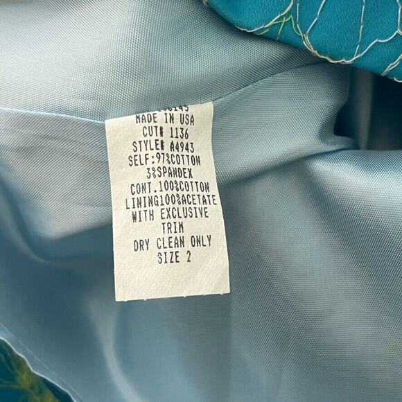 Ruth Women's Strapless Floral Embroidered Dress Size 2 Blue Yellow Bow Accent - Picture 6 of 11